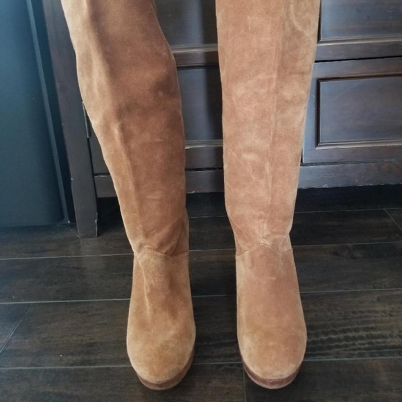 knee high camel suede boots